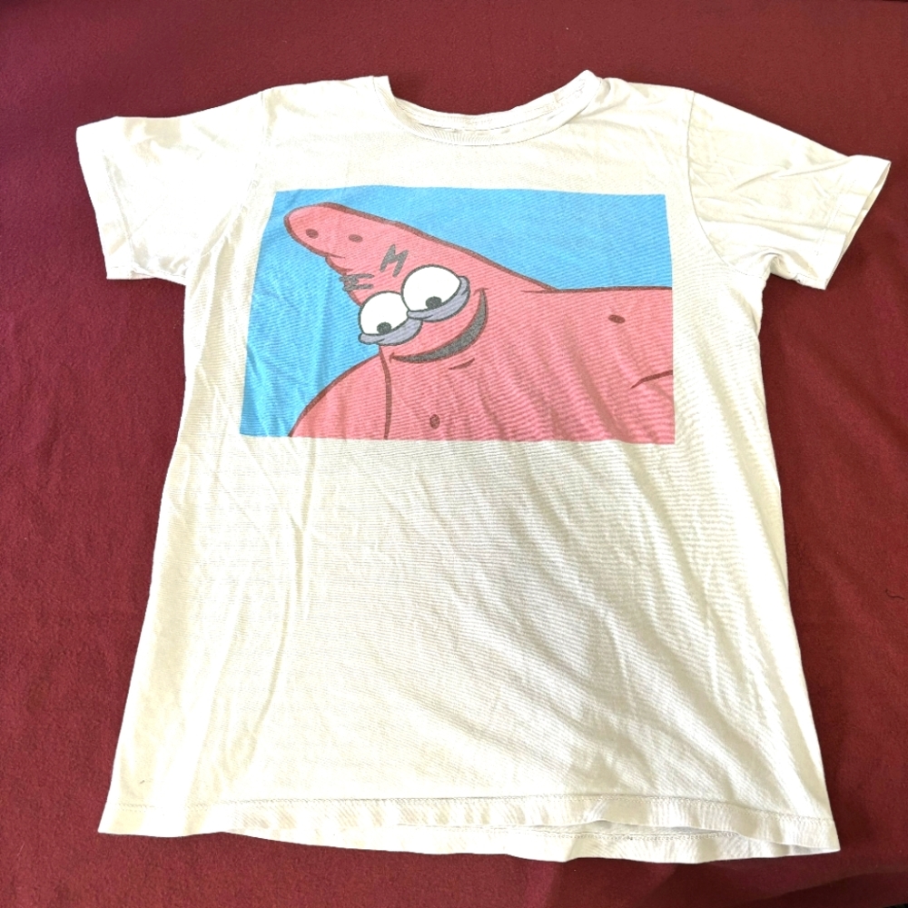 Spongebob Squarepants Adult Medium T-Shirt - Devious Patrick Meme Face Pic